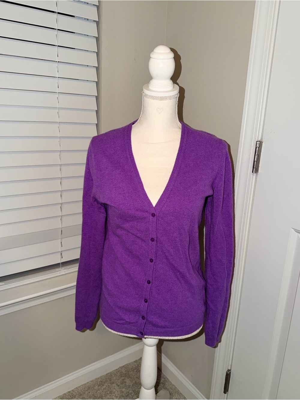 United Colors Of Benetton Purple V-Neck Button Cardigan
